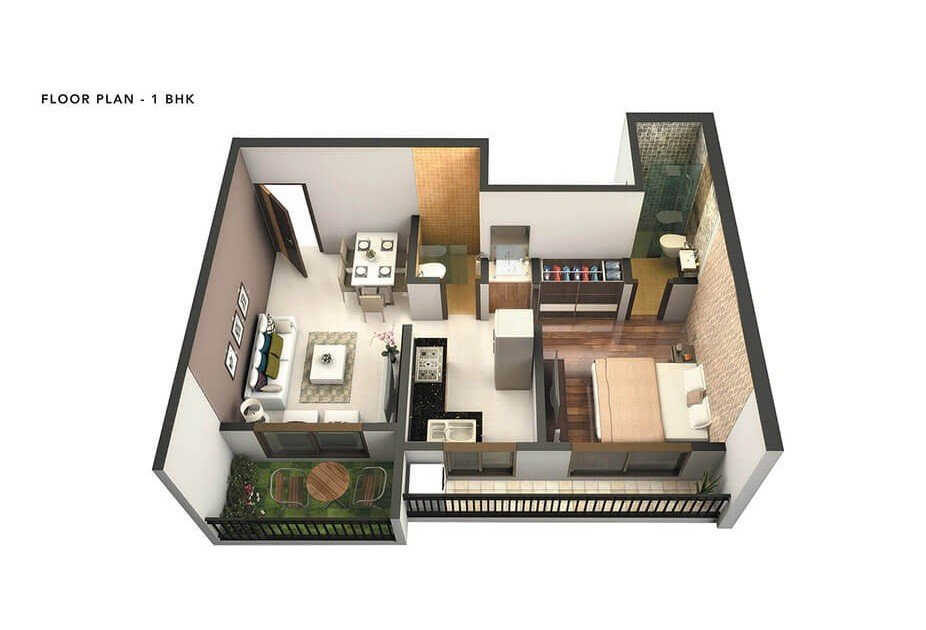 1 BHK Compact floor plan preview